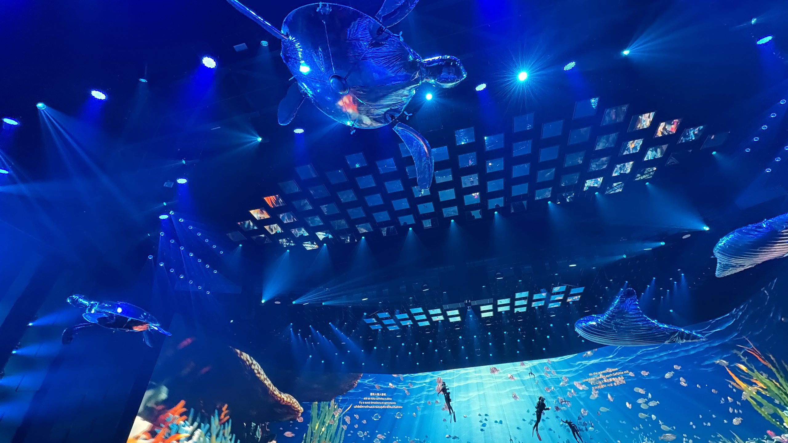Ocean Act in which sea animals (drones) remotely controlled float around the MGM Theater as part of the residency show MGM 2049.