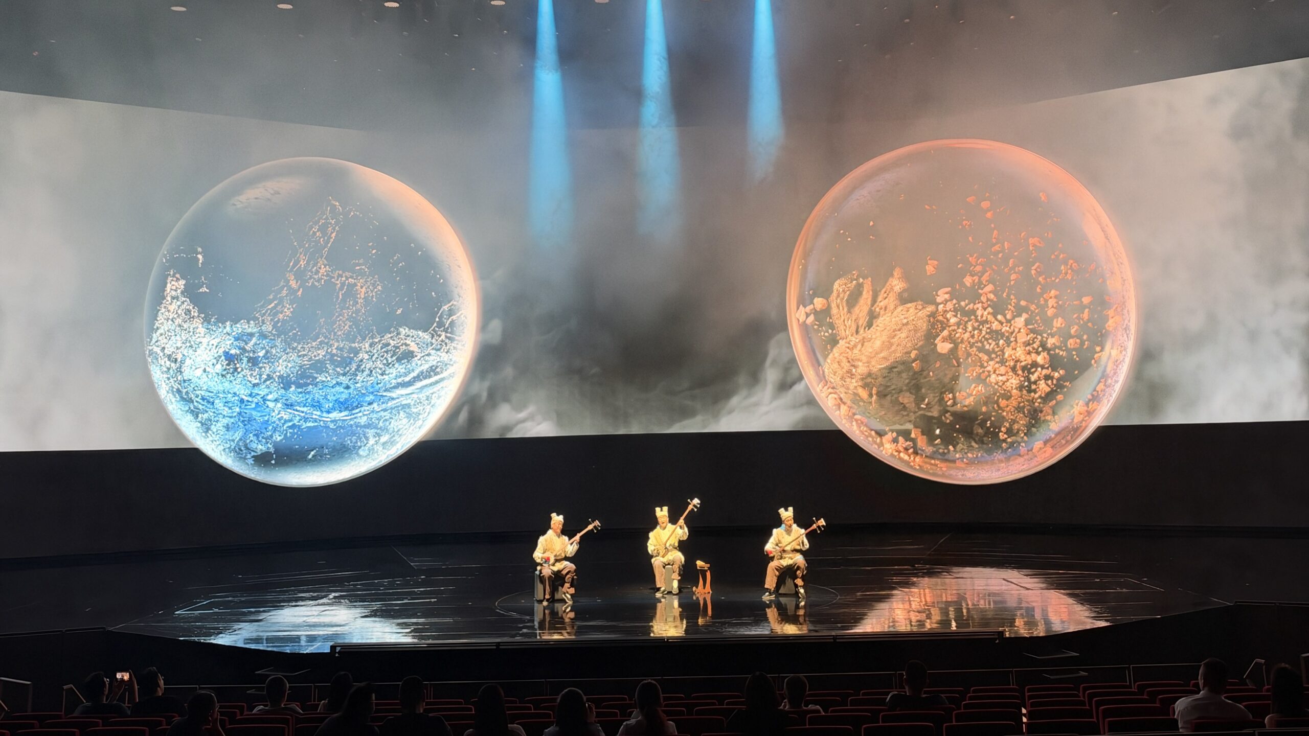 Preview image for the article about Macau's residency show MGM 2049. A special effect created by screen and lasers.